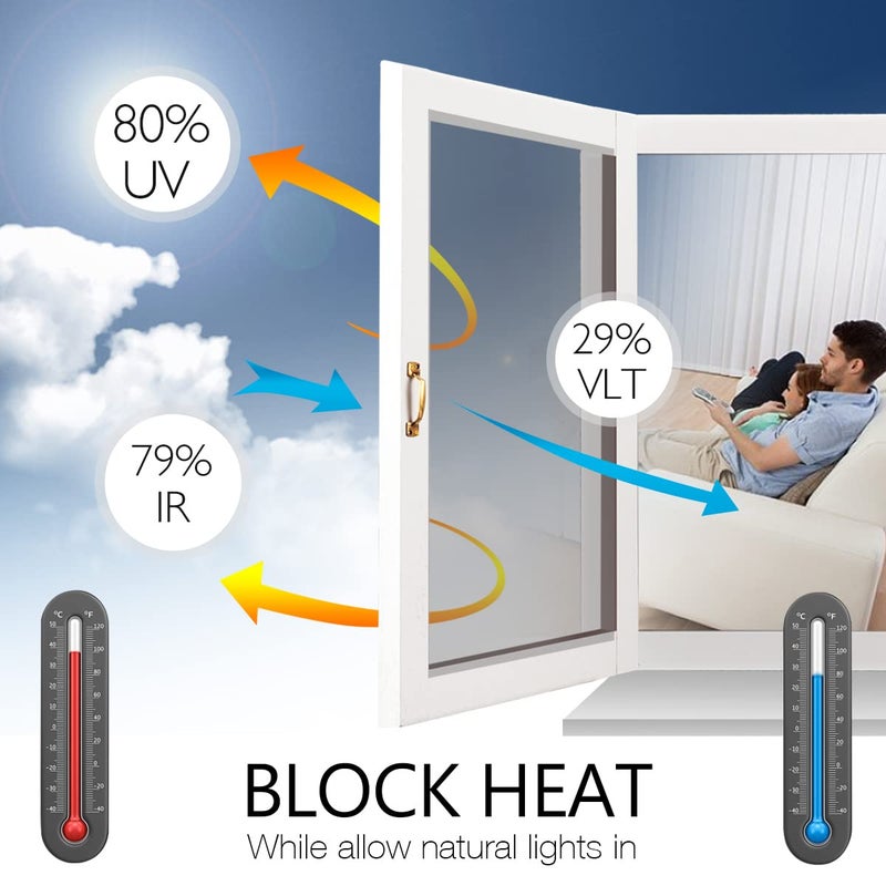 STATINT WINDOW FILMS STATINT Window Tinting Film Daytime Privacy for Home Office Heat Reducing Anti UV Privacy Cling Reflective Static Cling Removable, Blue-Silver, 35.4 Inch X 8.2 Feet - Image 2